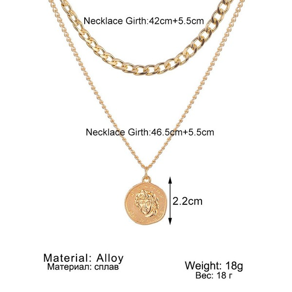 Bulk Jewelry Wholesale gold alloy portrait exaggerated thick chain necklace JDC-NE-GSB001 Wholesale factory from China YIWU China