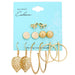Wholesale gold alloy punk wind sequin bow leaf Earring set 6 pair JDC-ES-F327 Earrings JoyasDeChina Gold gfo04-02 Wholesale Jewelry JoyasDeChina Joyas De China