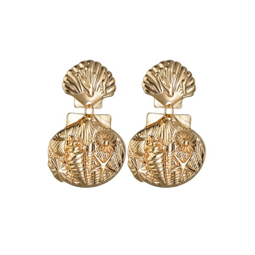 Bulk Jewelry Wholesale gold alloy relief starfish Shell Earrings JDC-ES-bq163 Wholesale factory from China YIWU China