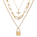 Bulk Jewelry Wholesale gold alloy retro minimalist eight-man star lock pendant thick chain necklace JDC-NE-F327 Wholesale factory from China YIWU China
