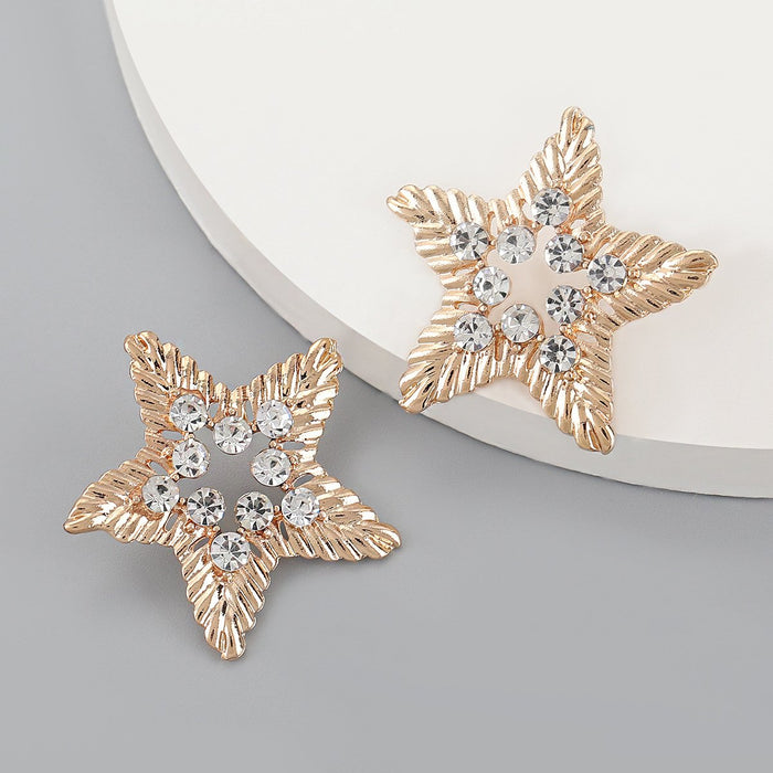 Wholesale gold alloy Rhinestone five-pointed star earrings JDC-ES-CL020 Earrings JoyasDeChina five-pointed star Wholesale Jewelry JoyasDeChina Joyas De China