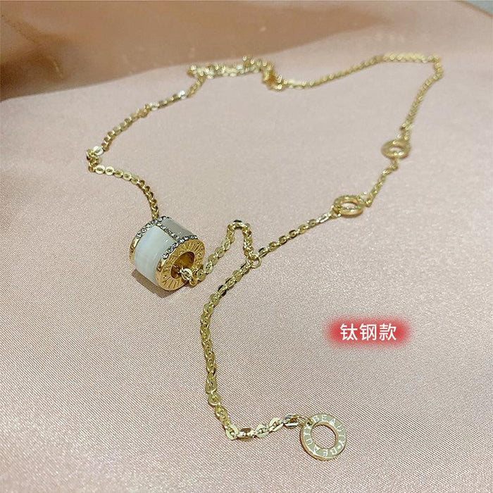 Bulk Jewelry Wholesale gold alloy Roman numeral opal necklace JDC-NE-BY010 Wholesale factory from China YIWU China