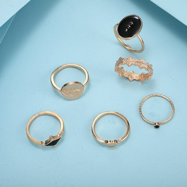 Bulk Jewelry Wholesale gold alloy round love eye ring 6-piece set JDC-RS-C146 Wholesale factory from China YIWU China