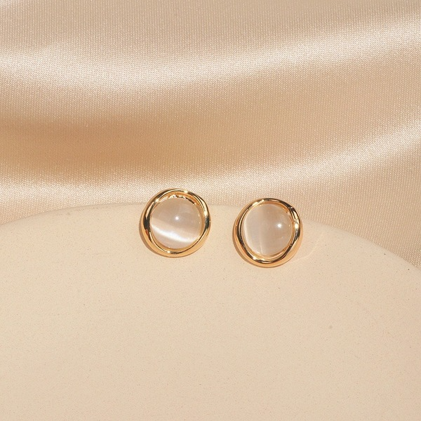Bulk Jewelry Wholesale gold alloy round opal earrings JDC-ES-RL070 Wholesale factory from China YIWU China