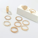 Bulk Jewelry Wholesale gold alloy serpentine resin geometric 10-piece set of rings JDC-RS-e024 Wholesale factory from China YIWU China