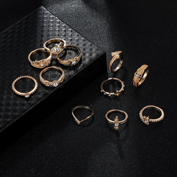 Bulk Jewelry Wholesale gold alloy set drill water drop flowers wisp empty cross 11 sets of rings JDC-RS-C126 Wholesale factory from China YIWU China