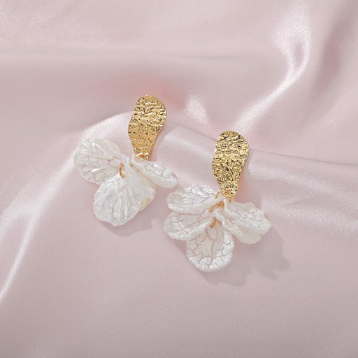 Bulk Jewelry Wholesale gold alloy shell crack petal Earrings JDC-ES-bq120 Wholesale factory from China YIWU China