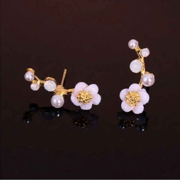 Bulk Jewelry Wholesale gold alloy shell flower pearl earrings JDC-ES-RL003 Wholesale factory from China YIWU China