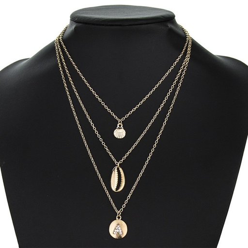 Bulk Jewelry Wholesale gold alloy shell wafer letter a necklaces JDC-NE-bq018 Wholesale factory from China YIWU China