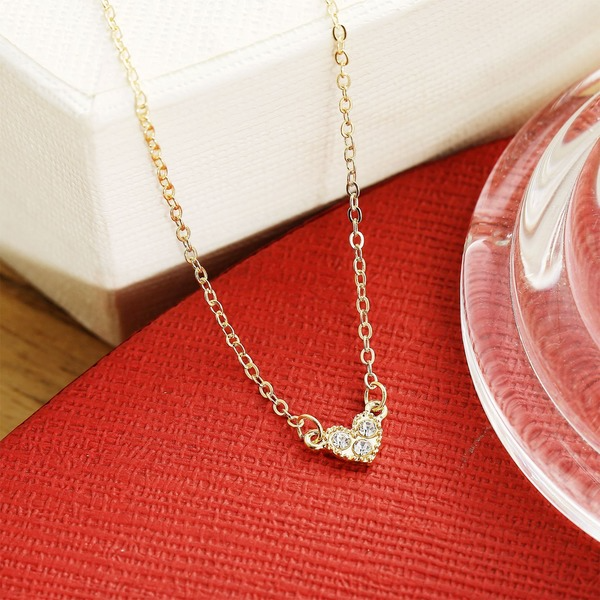 Bulk Jewelry Wholesale gold alloy simple inlaid rhinestone love pendant necklace with card JDC-NE-F316 Wholesale factory from China YIWU China