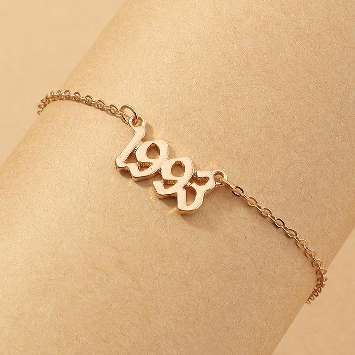 Bulk Jewelry Wholesale gold alloy simple years digital anklet women JDC-AS-GSE003 Wholesale factory from China YIWU China