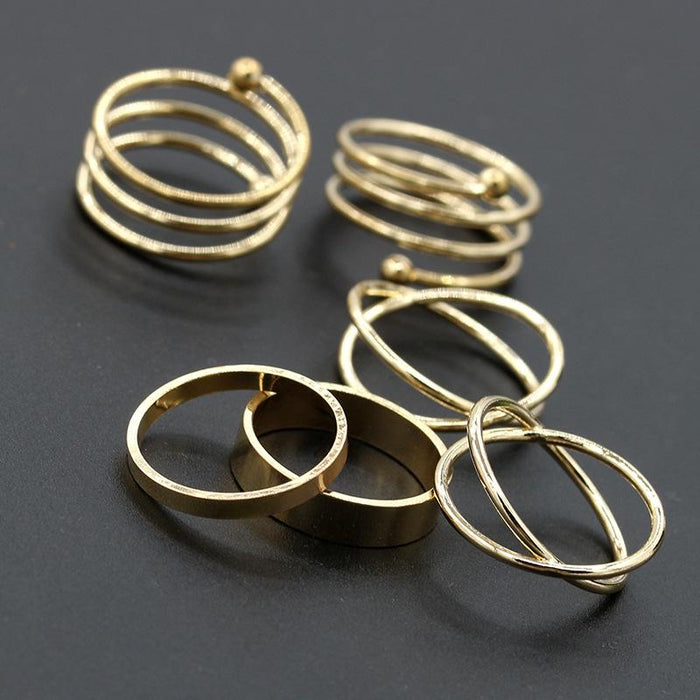 Bulk Jewelry Wholesale gold alloy six-piece set ring JDC-RS-D003 Wholesale factory from China YIWU China