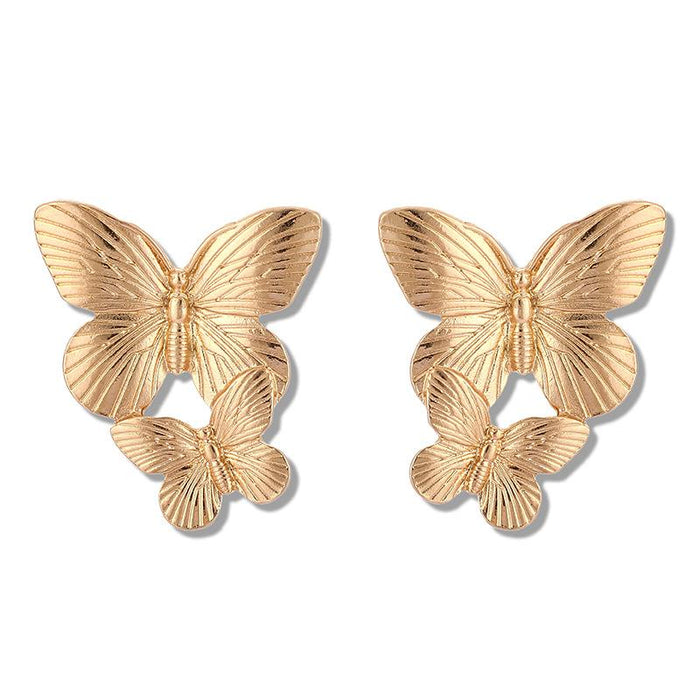 Wholesale gold alloy size butterfly studs JDC-ES-C052 Earrings JoyasDeChina 8949 Wholesale Jewelry JoyasDeChina Joyas De China