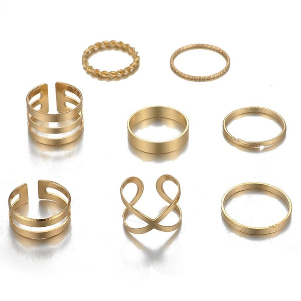 Bulk Jewelry Wholesale gold alloy smooth twist cross ring set of 8 JDC-RS-C073 Wholesale factory from China YIWU China