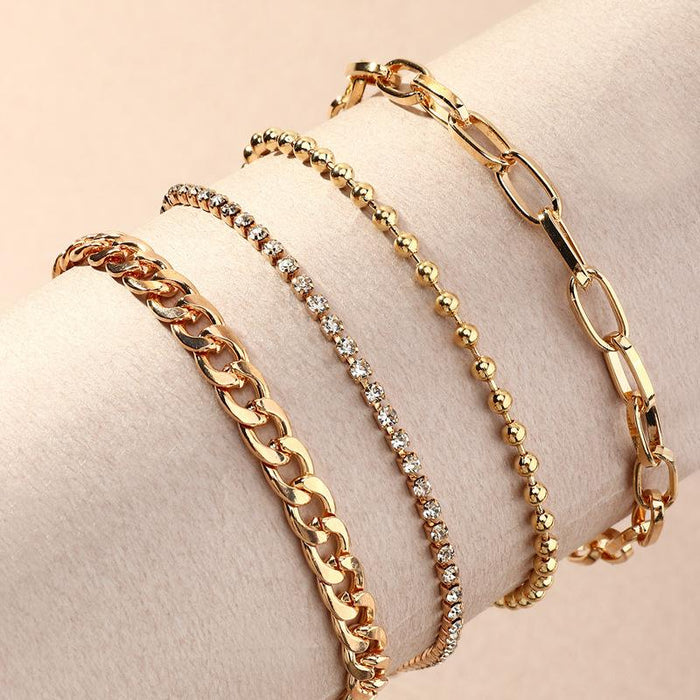 Bulk Jewelry Wholesale gold alloy snake chain 4 combination foot chain JDC-AS-e057 Wholesale factory from China YIWU China