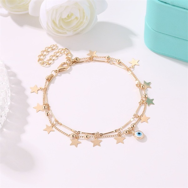 Bulk Jewelry Wholesale gold alloy star moon double-layered foot chain JDC-AS-A1 Wholesale factory from China YIWU China