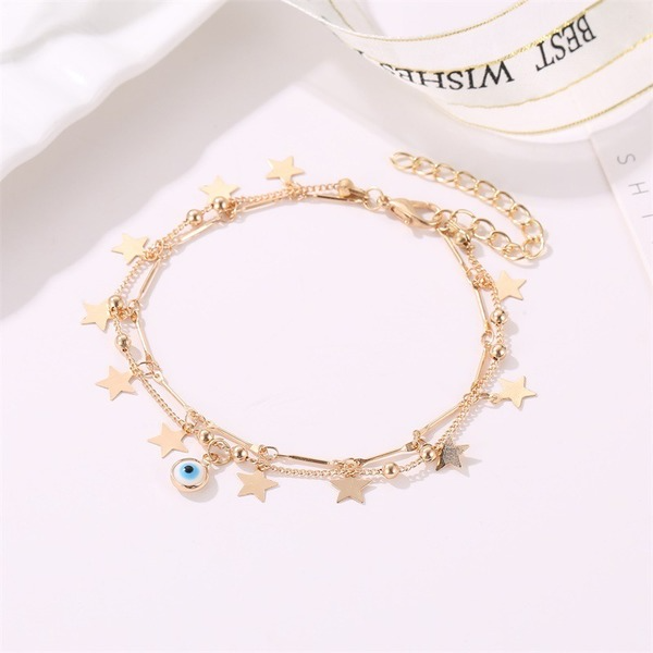 Bulk Jewelry Wholesale gold alloy star moon double-layered foot chain JDC-AS-A1 Wholesale factory from China YIWU China