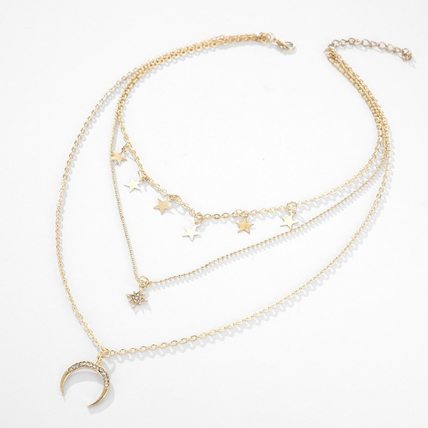 Bulk Jewelry Wholesale gold alloy stars and moon multilayer necklace JDC-NE-C056 Wholesale factory from China YIWU China