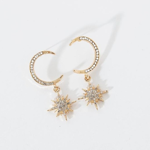 Bulk Jewelry Wholesale gold alloy stars and moons full diamond earrings JDC-ES-RL089 Wholesale factory from China YIWU China