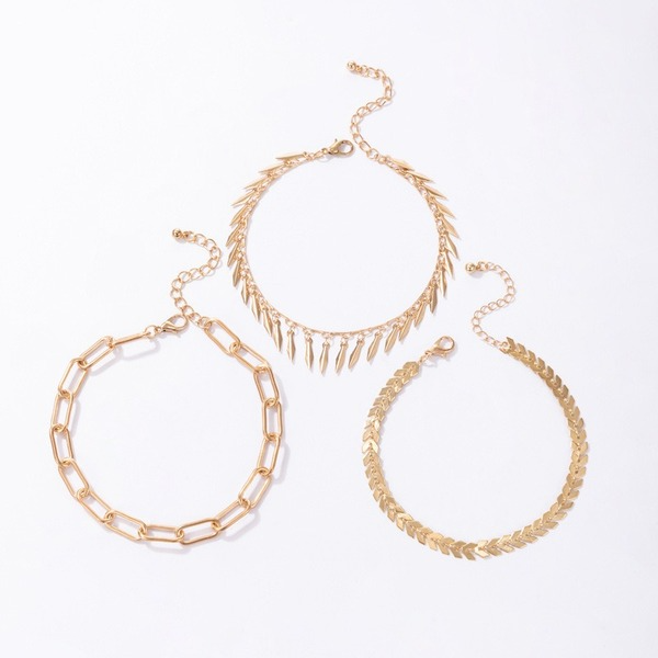Bulk Jewelry Wholesale gold alloy tassel thick chain 3 pieces anklet JDC-AS-C017 Wholesale factory from China YIWU China