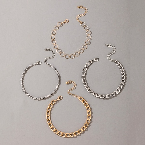 Bulk Jewelry Wholesale gold alloy thick chain circle gold and silver mixed color 4-piece bracelet JDC-BT-C067 Wholesale factory from China YIWU China