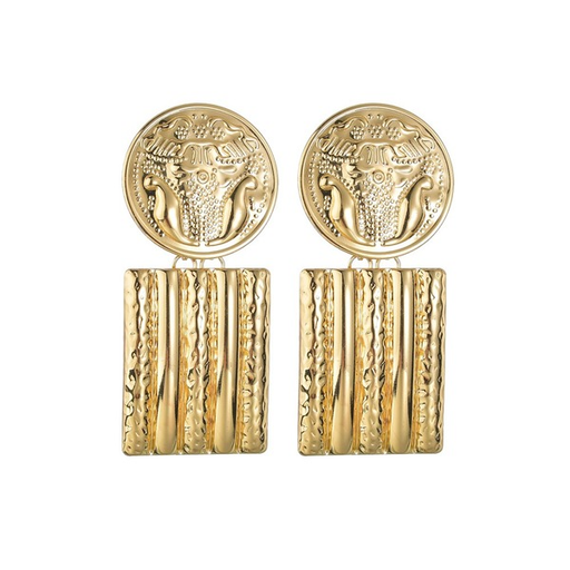Bulk Jewelry Wholesale gold alloy three-dimensional pattern badge Earrings JDC-ES-bq066 Wholesale factory from China YIWU China