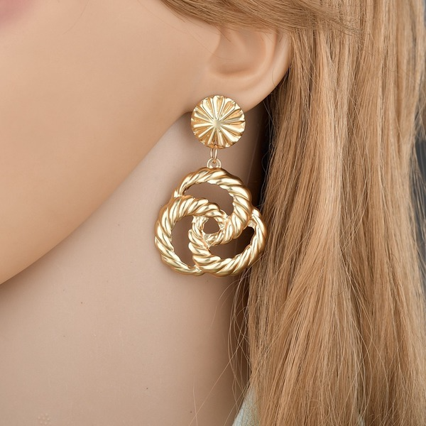 Bulk Jewelry Wholesale gold alloy three-ring twisted hemp round Earrings JDC-ES-bq181 Wholesale factory from China YIWU China