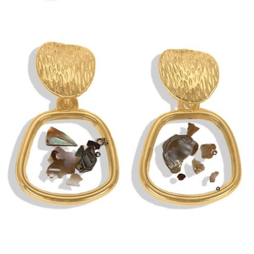 Bulk Jewelry Wholesale gold alloy transparent inlaid shell irregular Earrings JDC-ES-sf053 Wholesale factory from China YIWU China