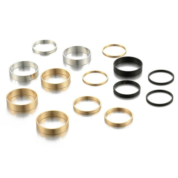 Bulk Jewelry Wholesale gold alloy tricolor smooth ring 14 sets JDC-RS-C162 Wholesale factory from China YIWU China