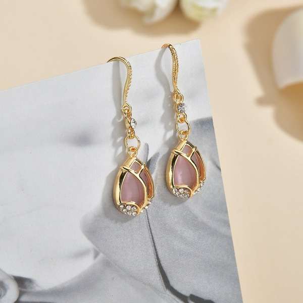 Bulk Jewelry Wholesale gold alloy tulips cat eye Earrings JDC-ES-bq030 Wholesale factory from China YIWU China