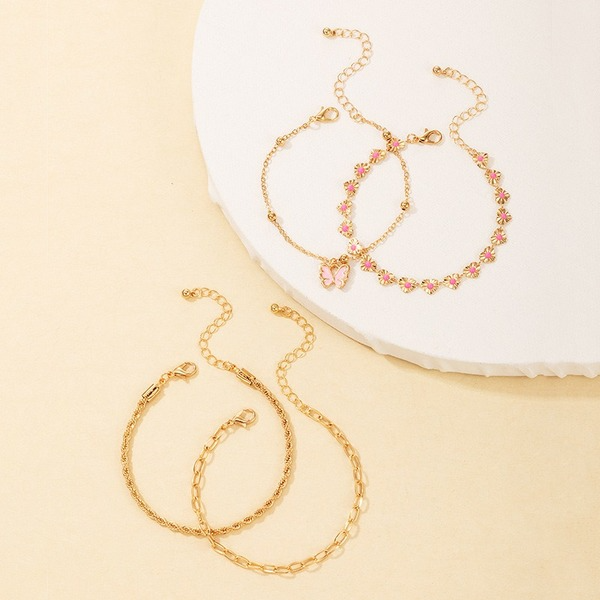 Bulk Jewelry Wholesale gold alloy twist chain drops of oil love butterfly bracelet 4-piece set JDC-BT-C070 Wholesale factory from China YIWU China