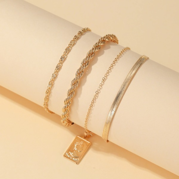 Bulk Jewelry Wholesale gold alloy twist chain portrait pendant bracelet JDC-BT-D529 Wholesale factory from China YIWU China