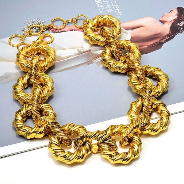 Wholesale gold alloy twist necklaces JDC-NE-SK001 Necklaces JoyasDeChina Wholesale Jewelry JoyasDeChina Joyas De China