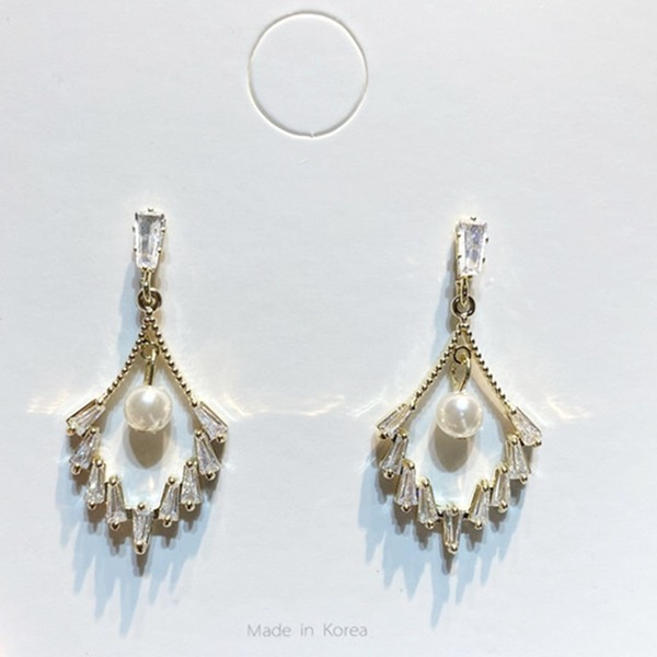 Bulk Jewelry Wholesale gold alloy V-shaped zircon imitation pearl earrings JDC-ES-RL166 Wholesale factory from China YIWU China