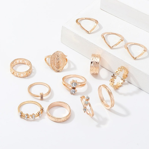 Bulk Jewelry Wholesale gold alloy water drop-shaped diamond ring 13 piece set JDC-RS-e044 Wholesale factory from China YIWU China