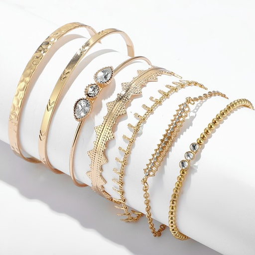 Bulk Jewelry Wholesale gold alloy water drop-shaped drill-encrusted bracelet 7-piece set JDC-BT-C083 Wholesale factory from China YIWU China