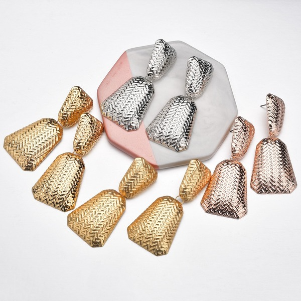 Bulk Jewelry Wholesale gold alloy wavy trapezoidal Earrings JDC-ES-bq094 Wholesale factory from China YIWU China