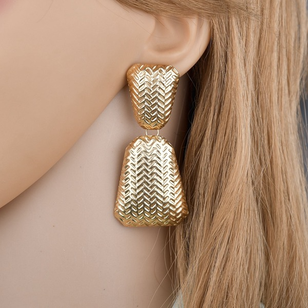 Bulk Jewelry Wholesale gold alloy wavy trapezoidal Earrings JDC-ES-bq094 Wholesale factory from China YIWU China