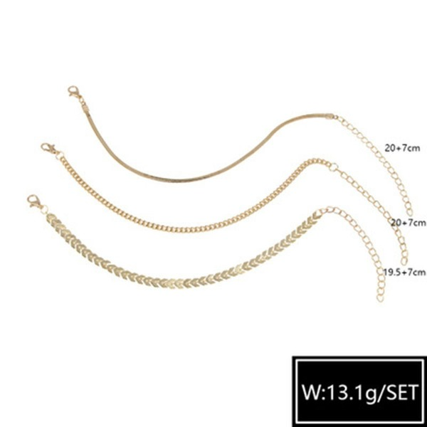 Bulk Jewelry Wholesale gold alloy wheat ear metal chain three-layer anklet JDC-AS-GSCY001 Wholesale factory from China YIWU China