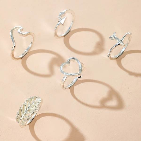 Bulk Jewelry Wholesale gold alloy wisp empty leaves love ring 5 piece set JDC-RS-C151 Wholesale factory from China YIWU China