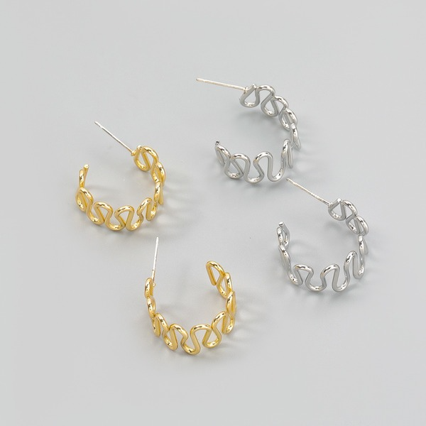 Bulk Jewelry Wholesale gold alloy woven C-shaped earrings JDC-ES-CL003 Wholesale factory from China YIWU China