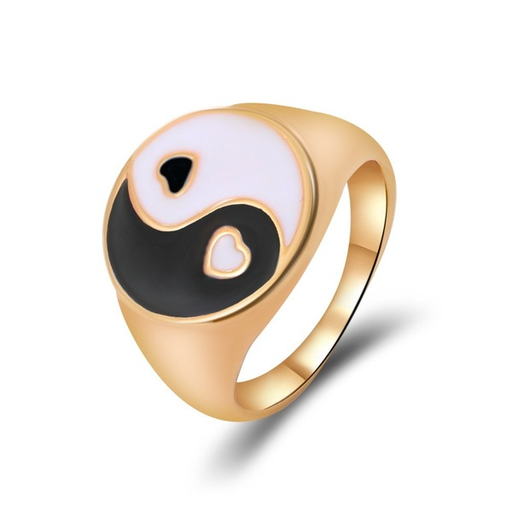 Bulk Jewelry Wholesale gold alloy yin and yang gossip ring JDC-RS-D029 Wholesale factory from China YIWU China