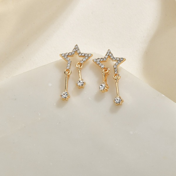 Bulk Jewelry Wholesale gold and silver alloy pentagonal zircon Earrings JDC-ES-bq056 Wholesale factory from China YIWU China