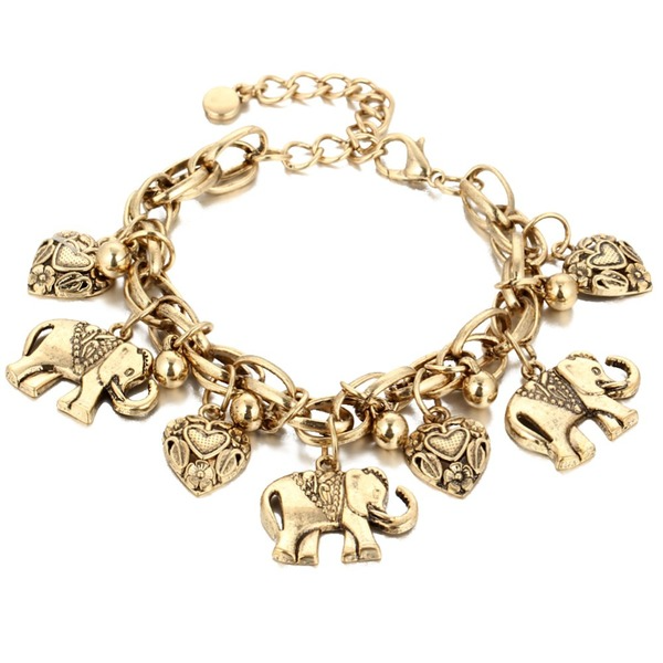 Bulk Jewelry Wholesale gold antique carved elephant anklet JDC-AS-F324 Wholesale factory from China YIWU China