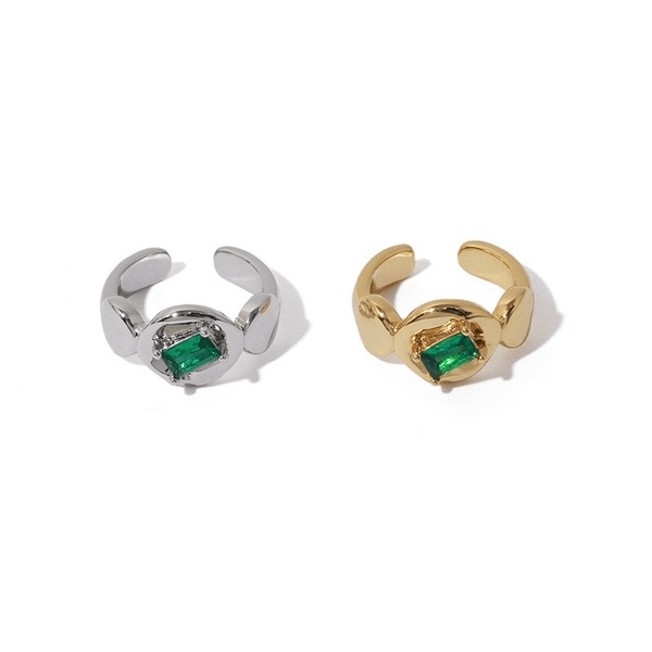 Wholesale Gold Brass Emerald Zircon Inlaid Ear Clip Without Piercing JDC-ES-YWLY046 Earrings 丽轶 Wholesale Jewelry JoyasDeChina Joyas De China