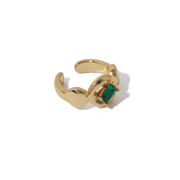 Wholesale Gold Brass Emerald Zircon Inlaid Ear Clip Without Piercing JDC-ES-YWLY046 Earrings 丽轶 Wholesale Jewelry JoyasDeChina Joyas De China
