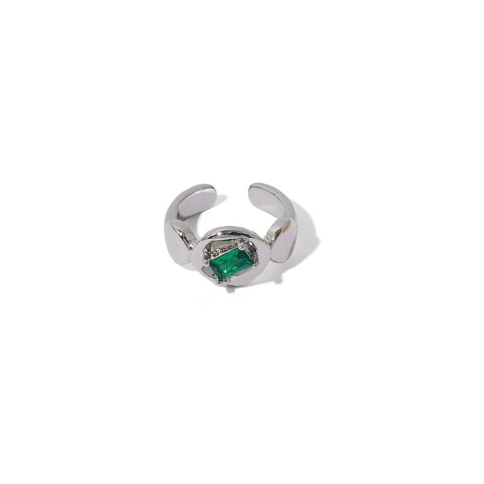 Wholesale Gold Brass Emerald Zircon Inlaid Ear Clip Without Piercing JDC-ES-YWLY046 Earrings 丽轶 silver Wholesale Jewelry JoyasDeChina Joyas De China