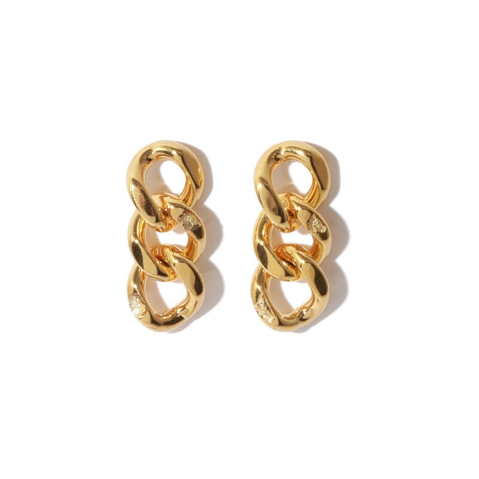 Wholesale Gold Brass Gold Foil Embellished Chain Tassel Stud Earrings JDC-ES-YWLY056 Earrings 丽轶 golden Wholesale Jewelry JoyasDeChina Joyas De China