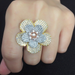 Bulk Jewelry Wholesale gold brass white steel flower core Ring JDC-RS-AS076 Wholesale factory from China YIWU China