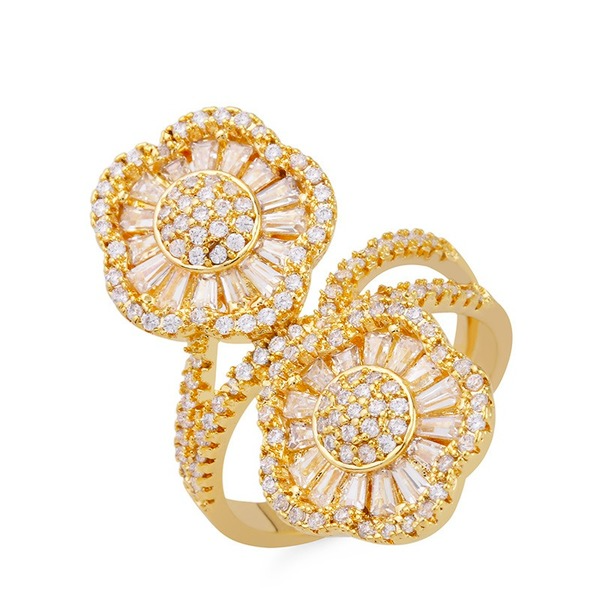 Bulk Jewelry Wholesale gold brass white steel flower Rings JDC-RS-AS161 Wholesale factory from China YIWU China